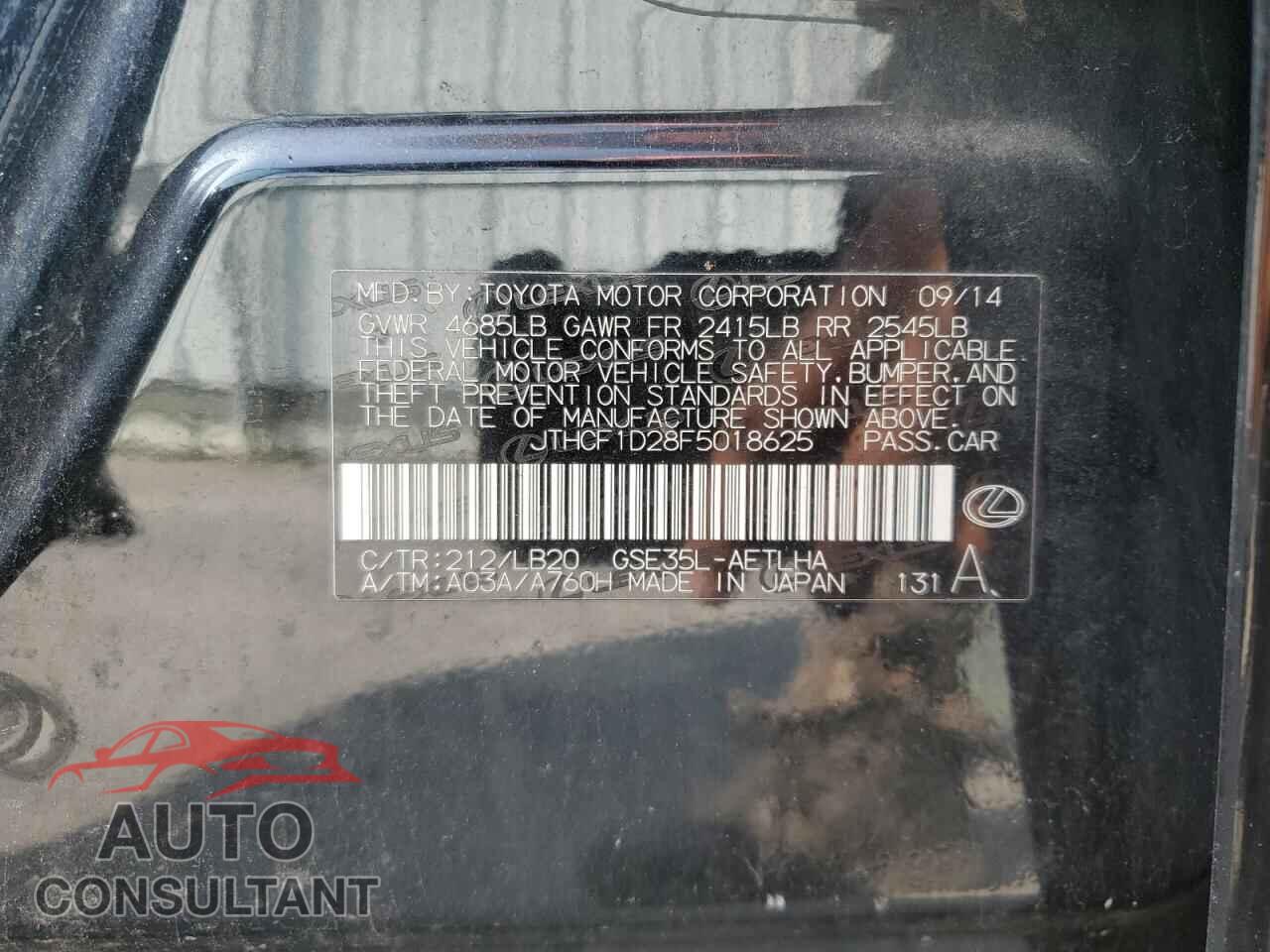 LEXUS IS 2015 - JTHCF1D28F5018625