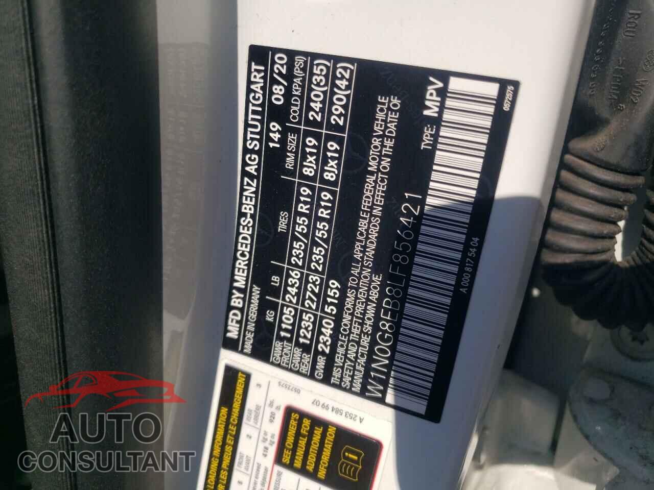 MERCEDES-BENZ GLC-CLASS 2020 - W1N0G8EB8LF856421