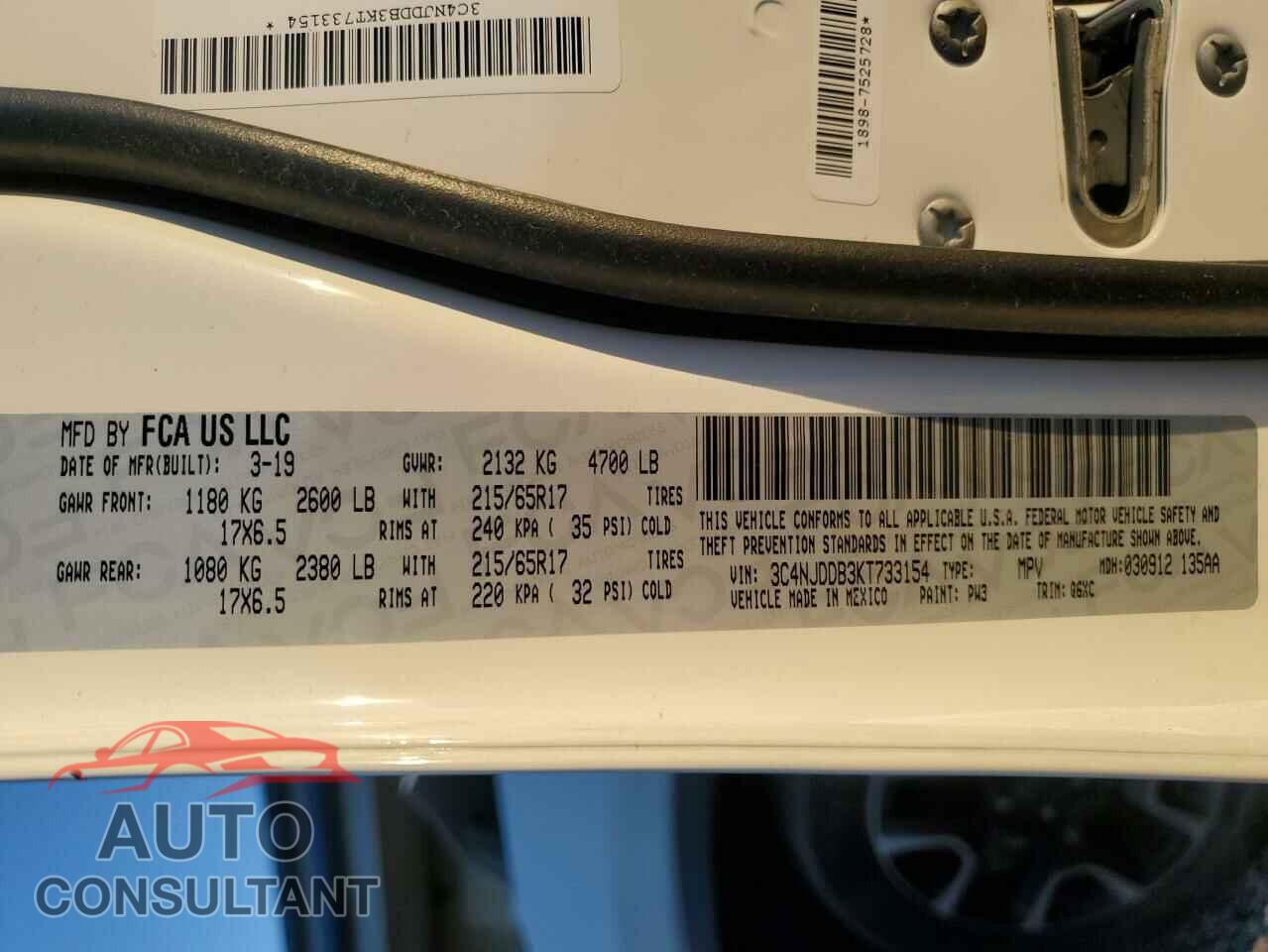 JEEP COMPASS 2019 - 3C4NJDDB3KT733154