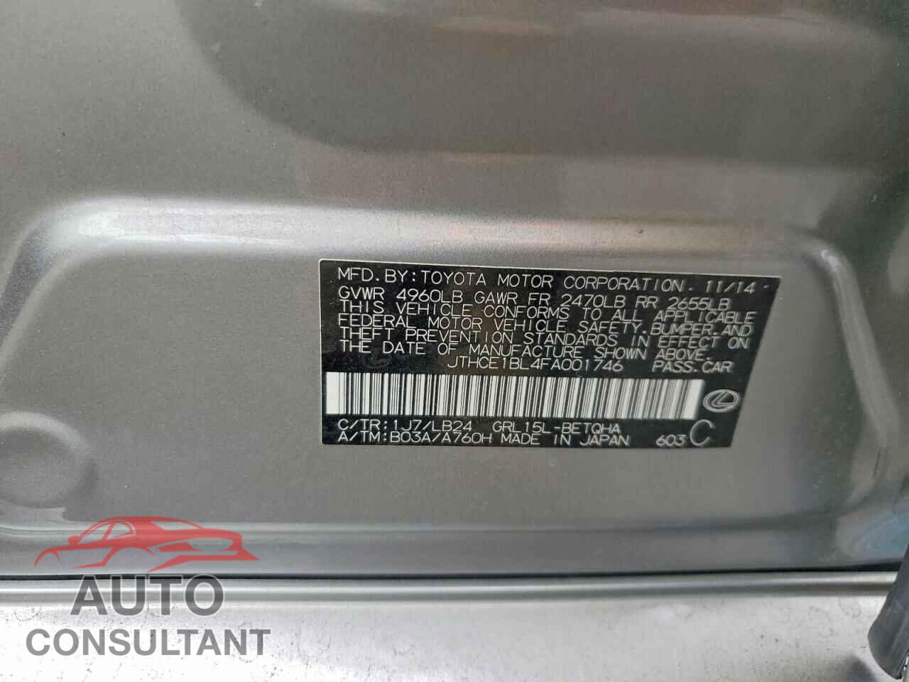 LEXUS GS350 2015 - JTHCE1BL4FA001746