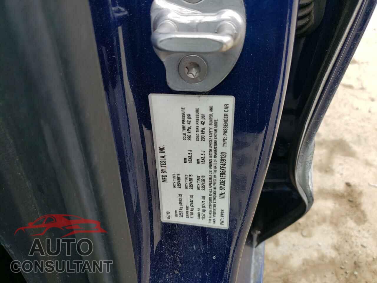 TESLA MODEL 3 2019 - 5YJ3E1EB6KF469130