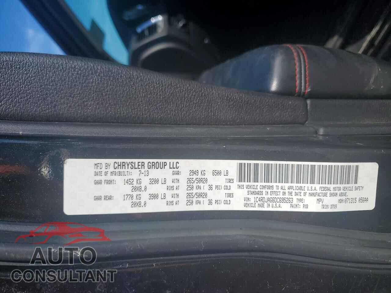 DODGE DURANGO 2013 - 1C4RDJAG6DC695263