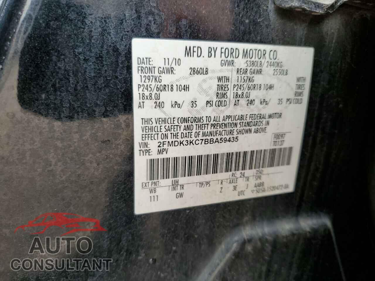 FORD EDGE 2011 - 2FMDK3KC7BBA59435