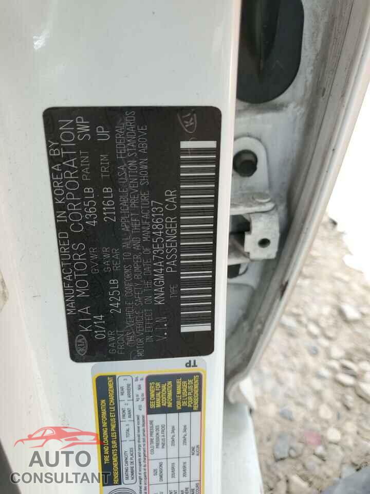 KIA OPTIMA 2014 - KNAGM4A73E5486137
