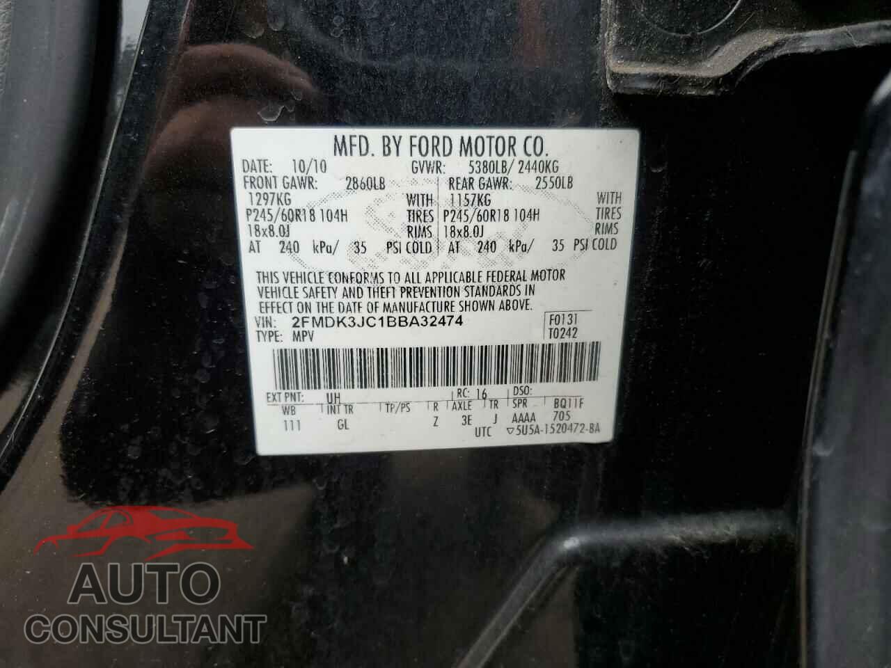 FORD EDGE 2011 - 2FMDK3JC1BBA32474