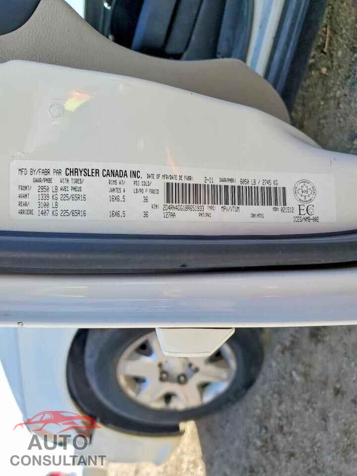 DODGE CARAVAN 2011 - 2D4RN4DG1BR651933