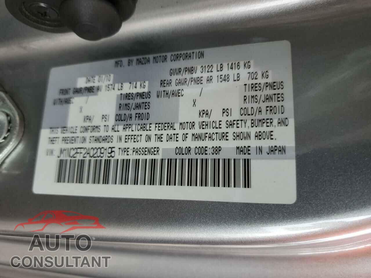 MAZDA MX5 2010 - JM1NC2FF2A0209195