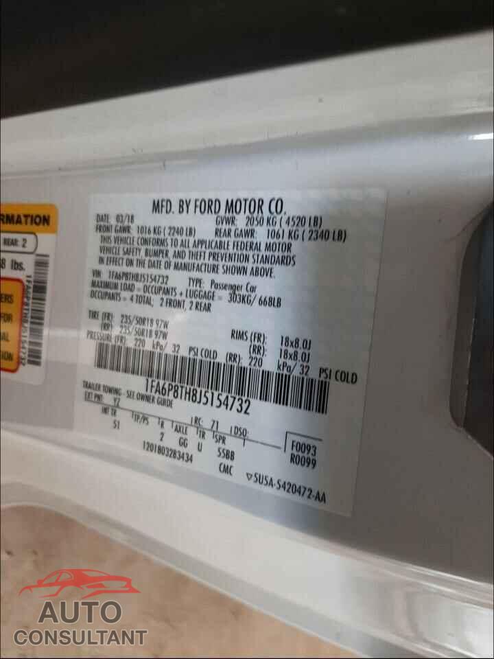 FORD MUSTANG 2018 - 1FA6P8TH8J5154732