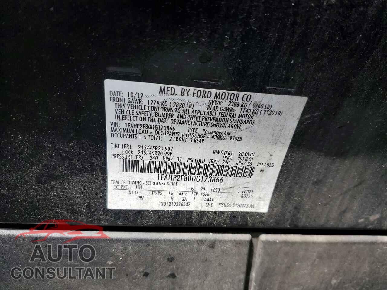 FORD TAURUS 2013 - 1FAHP2F80DG173866