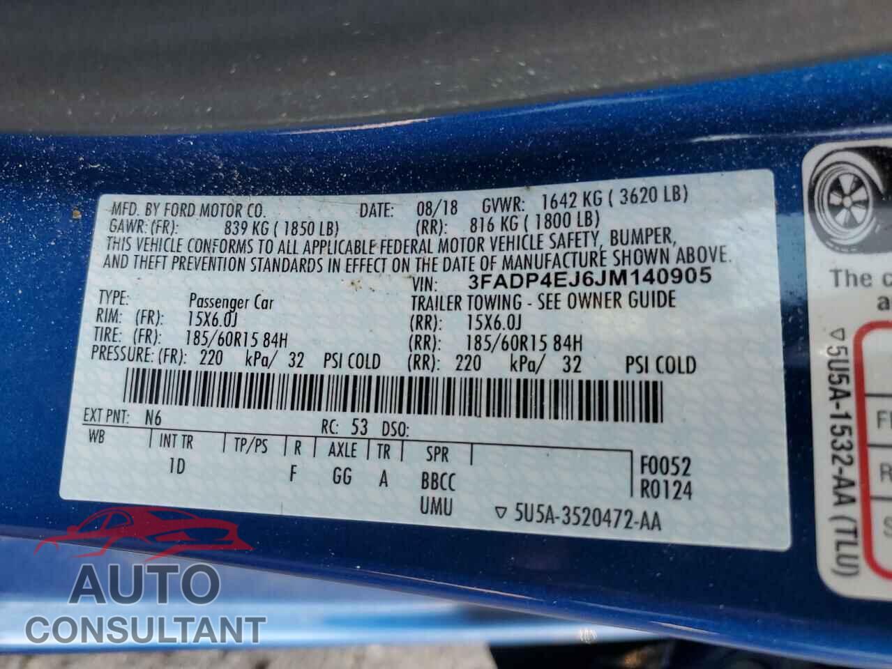 FORD FIESTA 2018 - 3FADP4EJ6JM140905