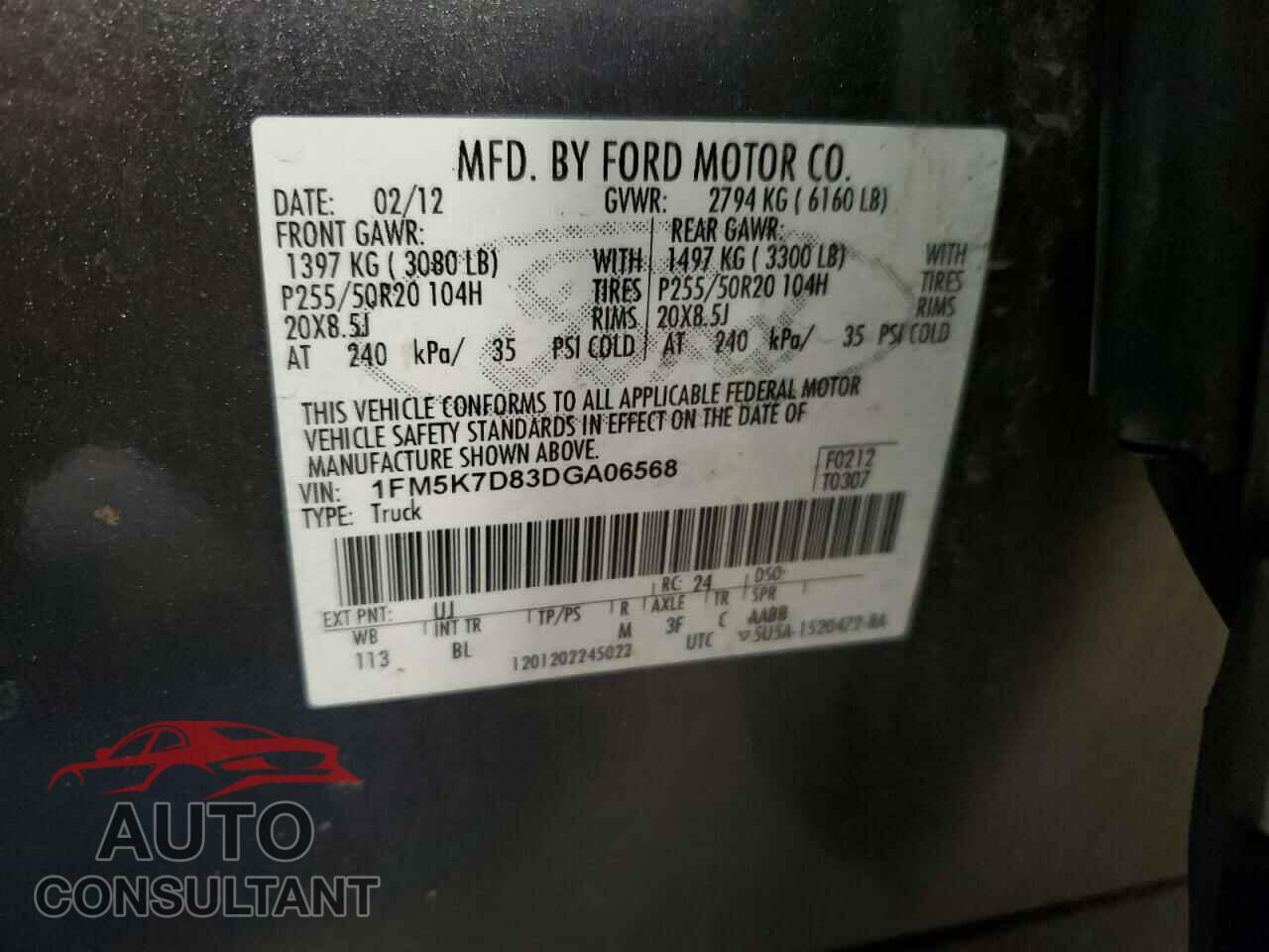 FORD EXPLORER 2013 - 1FM5K7D83DGA06568