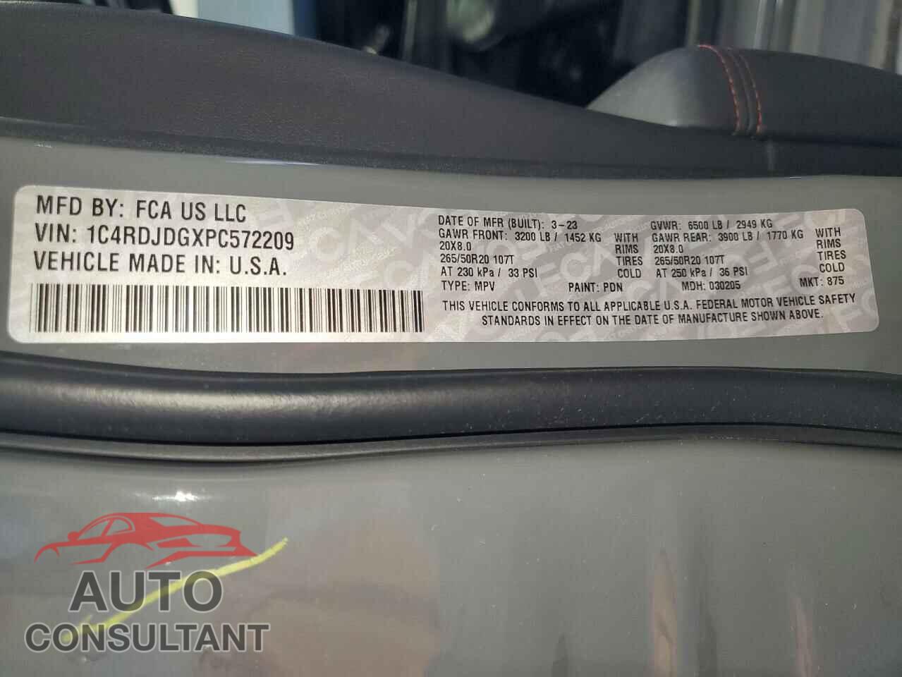 DODGE DURANGO 2023 - 1C4RDJDGXPC572209