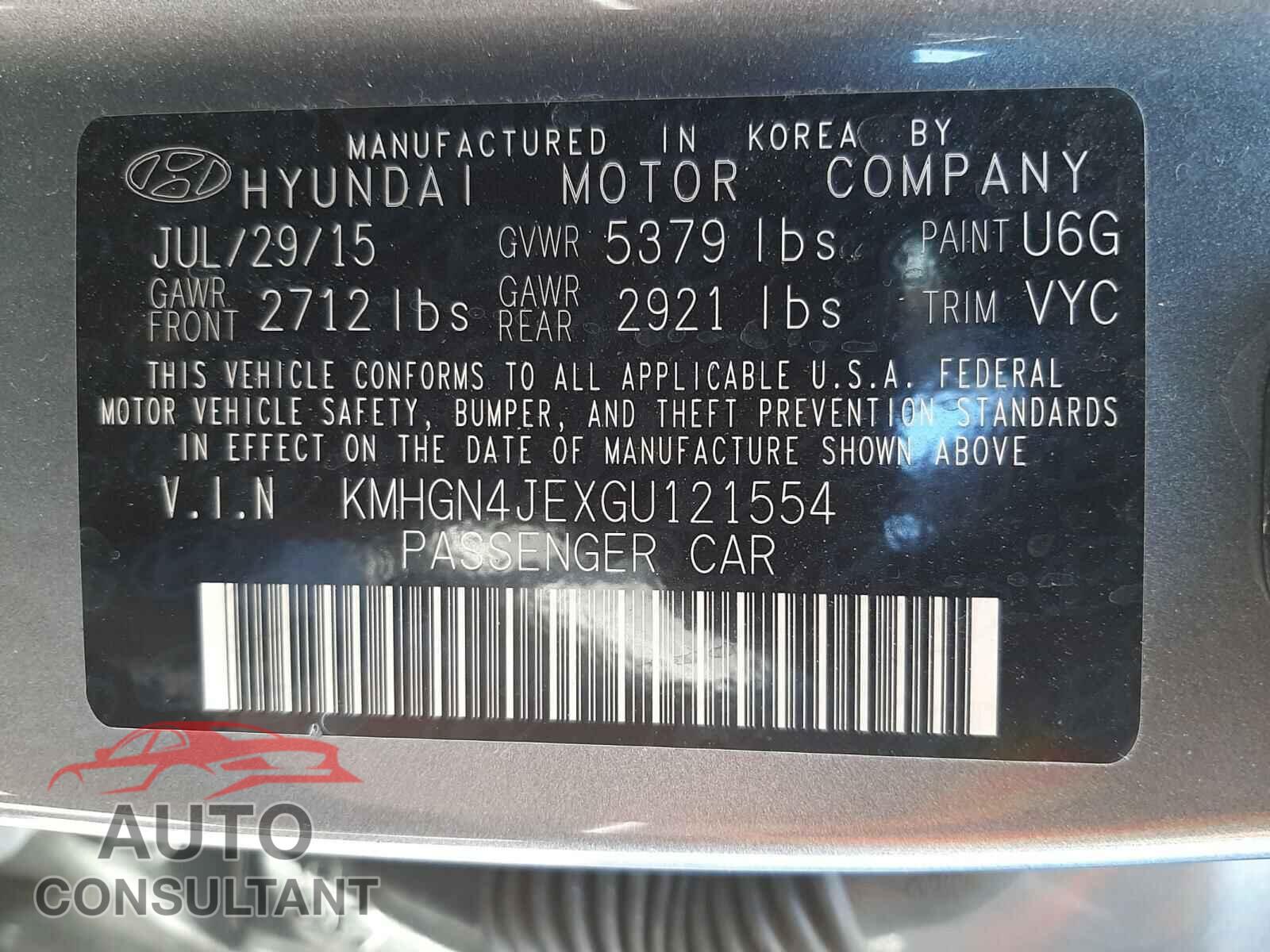 HYUNDAI GENESIS 2016 - KMHGN4JEXGU121554
