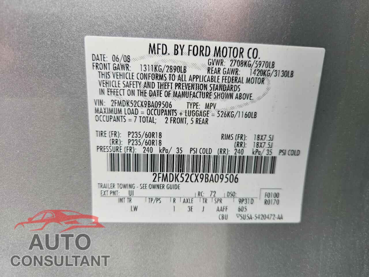 FORD FLEX 2009 - 2FMDK52CX9BA09506