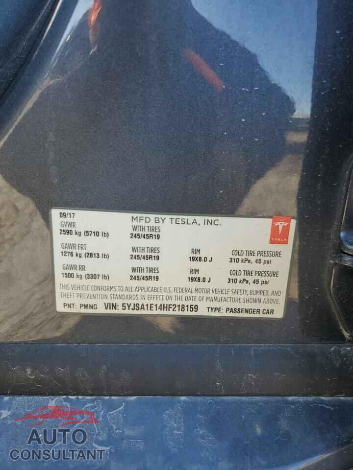 TESLA MODEL S 2017 - 5YJSA1E14HF218159