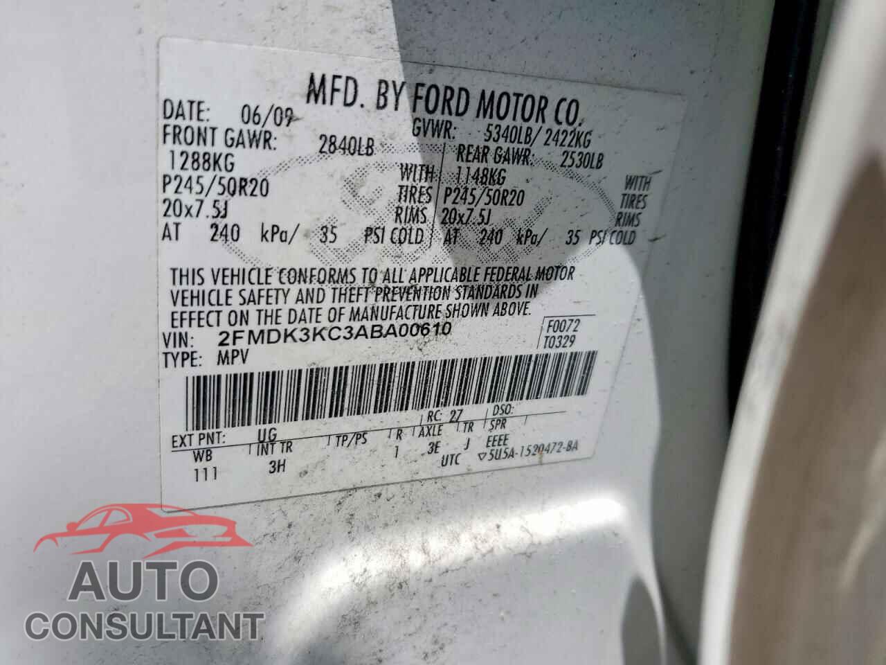 FORD EDGE 2010 - 2FMDK3KC3ABA00610