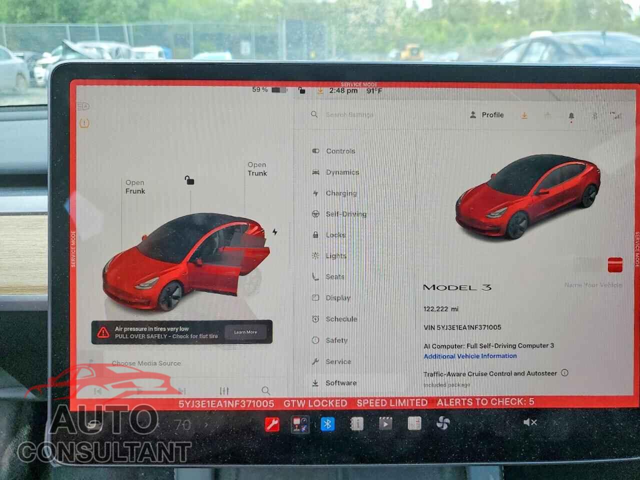 TESLA MODEL 3 2022 - 5YJ3E1EA1NF371005