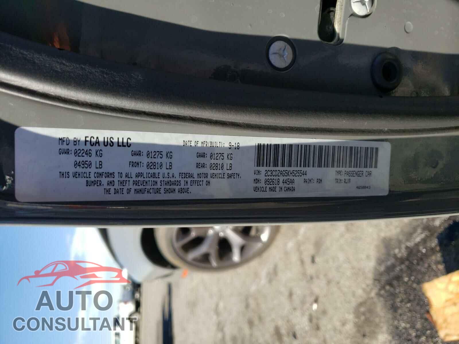 DODGE CHALLENGER 2019 - 2C3CDZAG5KH525544