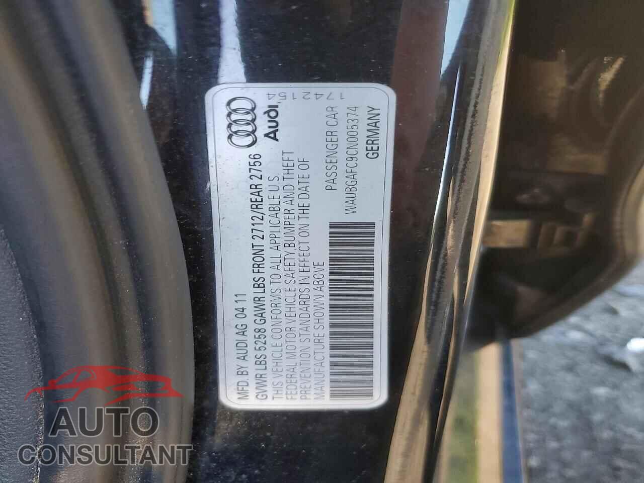 AUDI A6 2012 - WAUBGAFC9CN005374