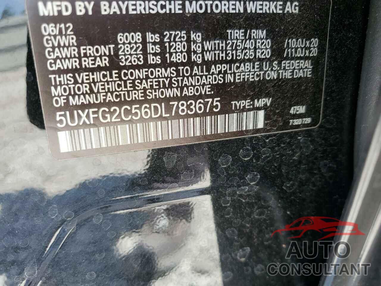 BMW X6 2013 - 5UXFG2C56DL783675