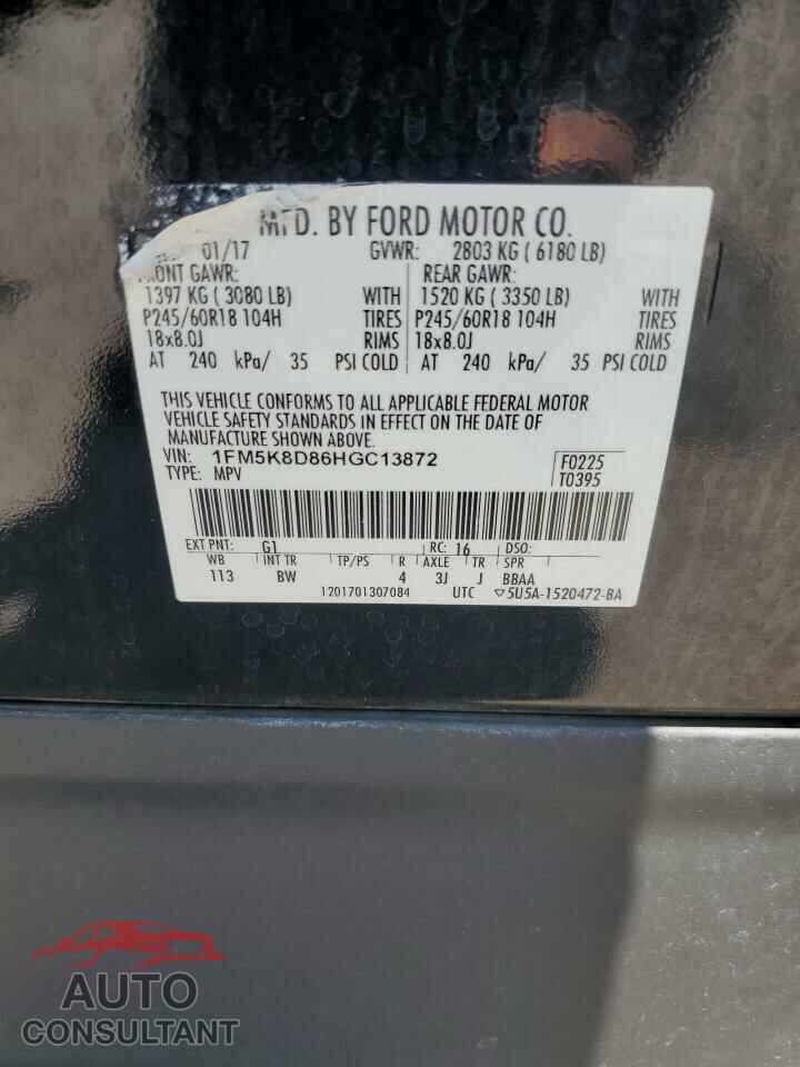 FORD EXPLORER 2017 - 1FM5K8D86HGC13872