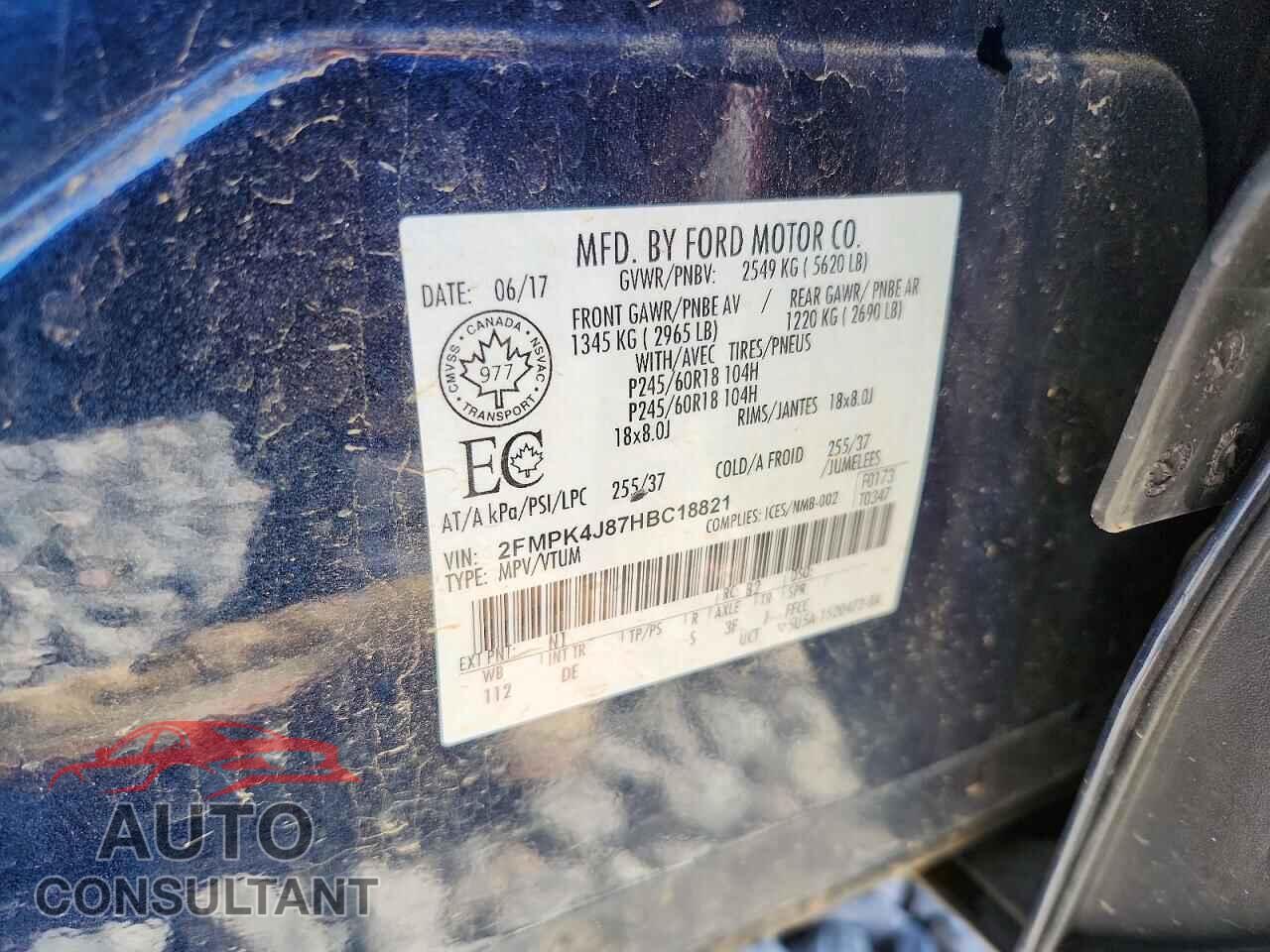 FORD EDGE 2017 - 2FMPK4J87HBC18821