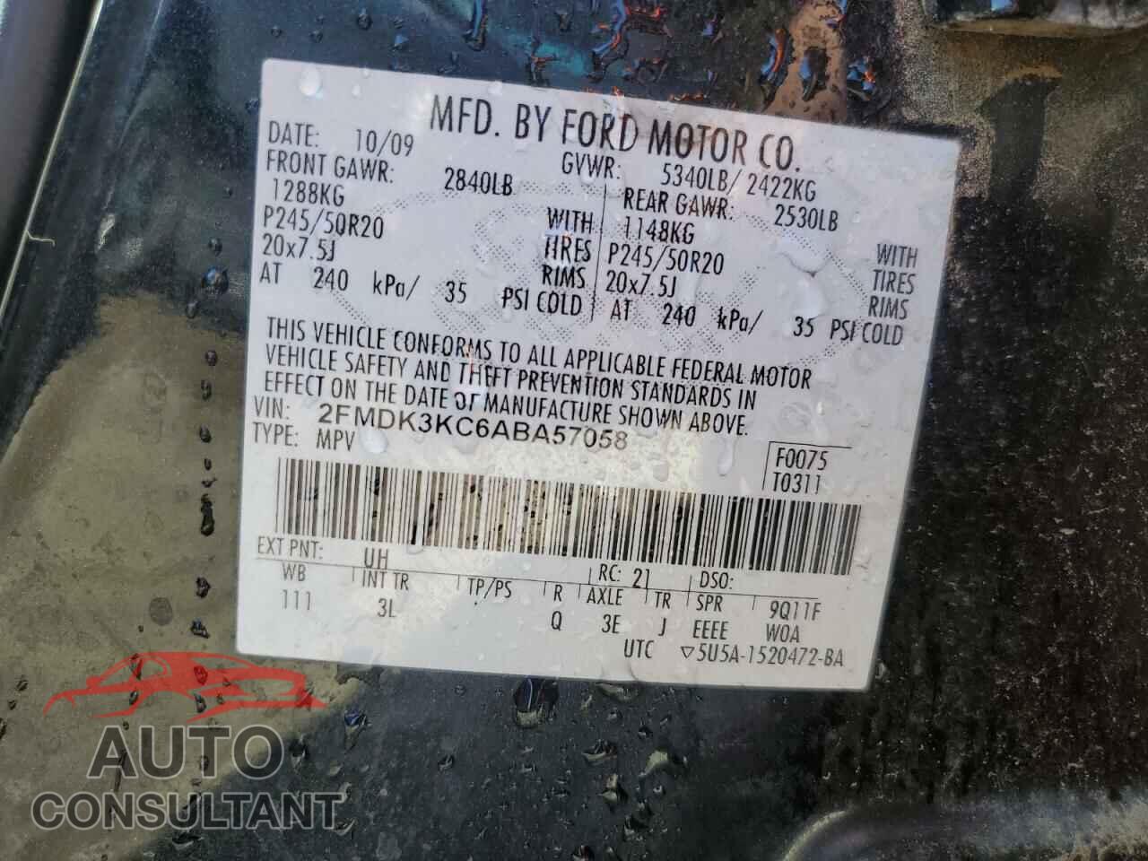 FORD EDGE 2010 - 2FMDK3KC6ABA57058