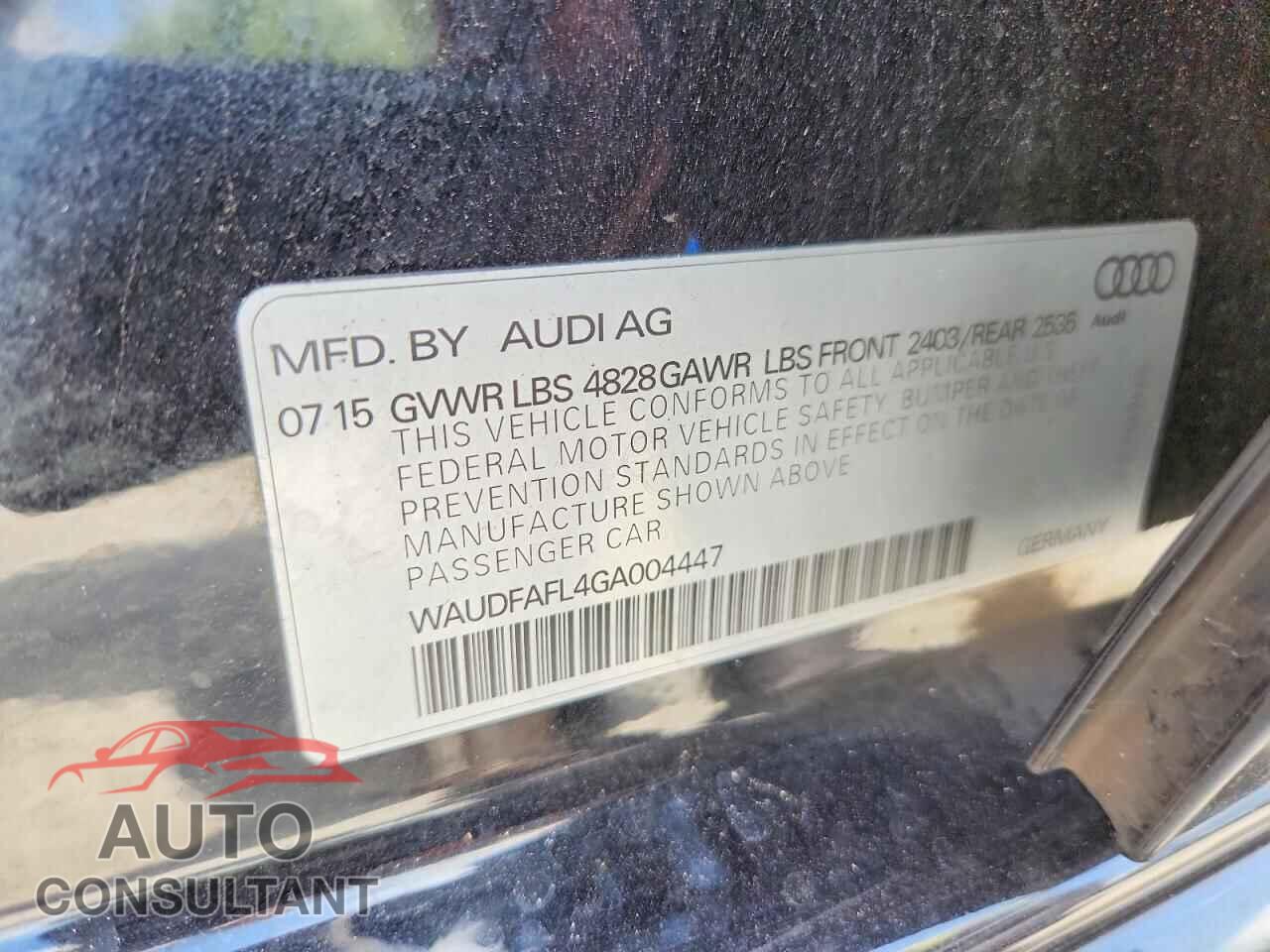 AUDI A4 2016 - WAUDFAFL4GA004447