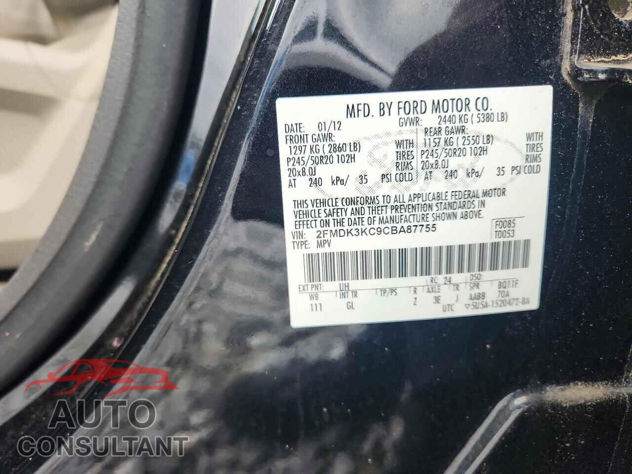 FORD EDGE 2012 - 2FMDK3KC9CBA87755