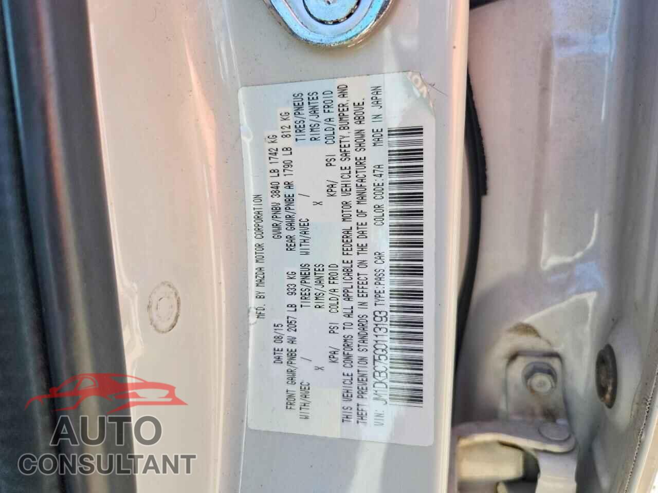 MAZDA CX-3 2016 - JM1DKBC75G0113193