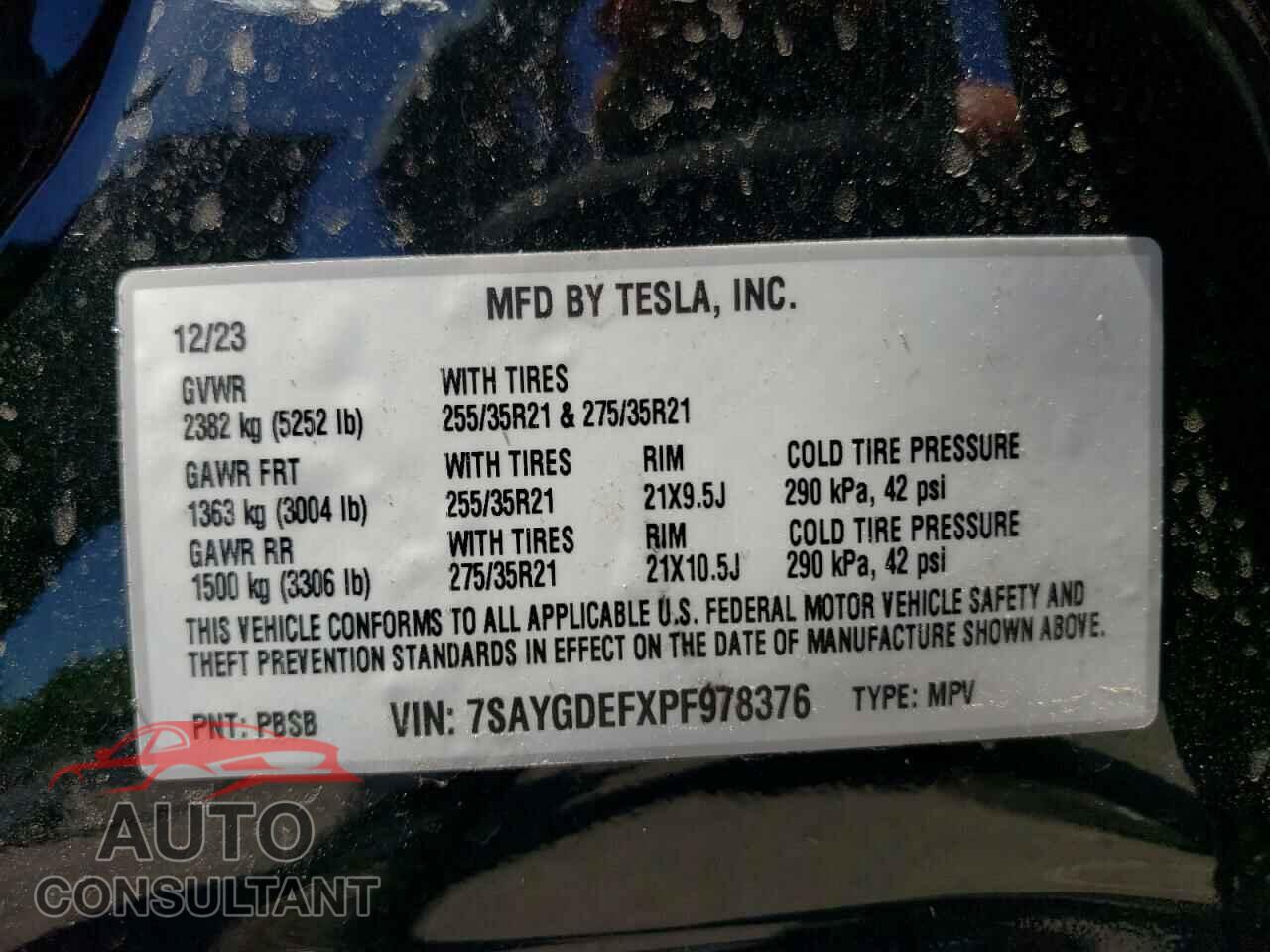 TESLA MODEL Y 2023 - 7SAYGDEFXPF978376