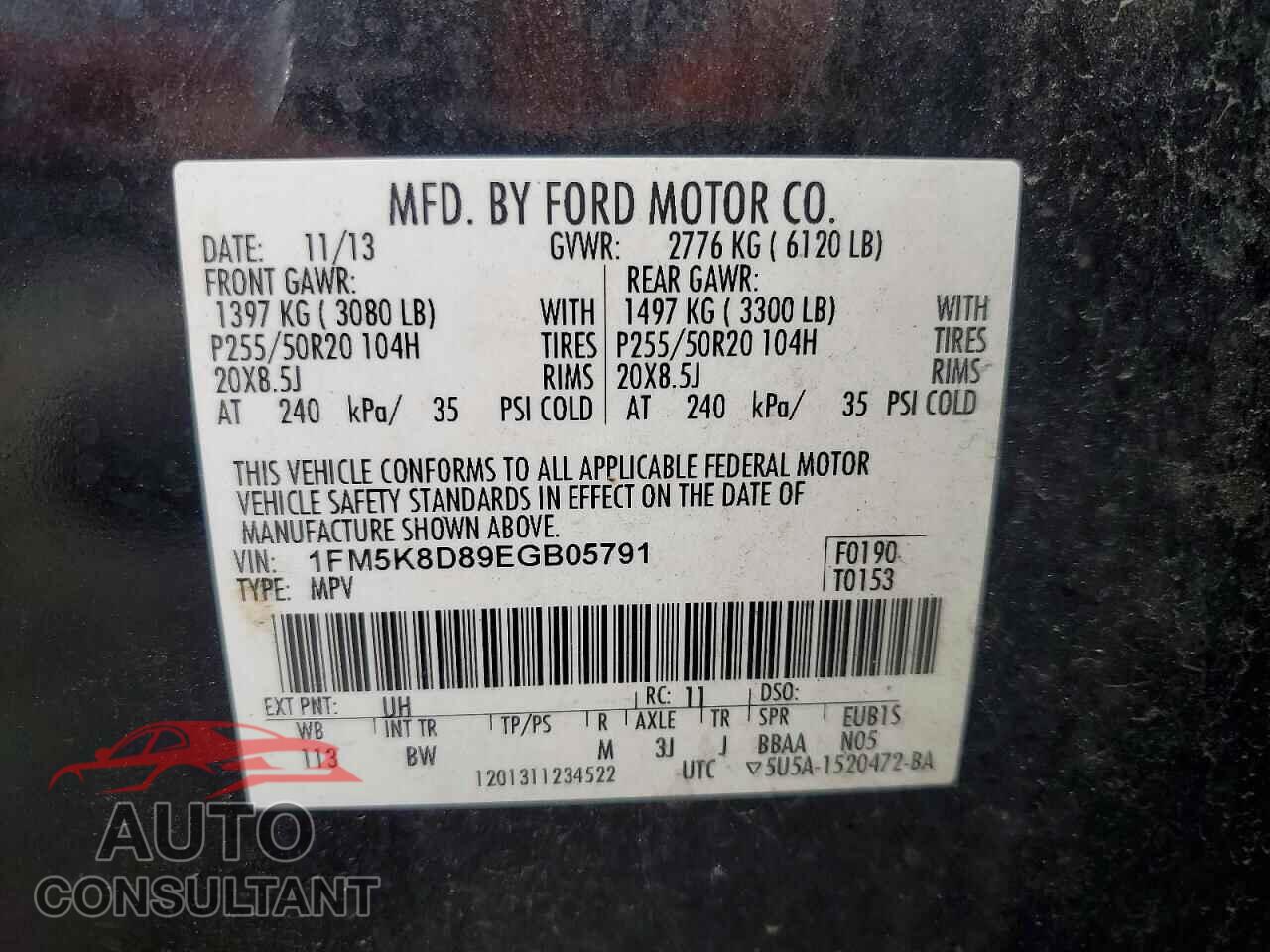 FORD EXPLORER 2014 - 1FM5K8D89EGB05791