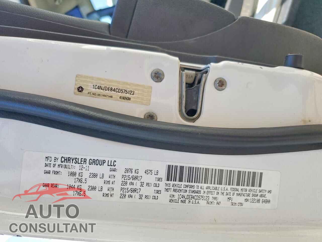 JEEP COMPASS 2012 - 1C4NJDEB4CD575123