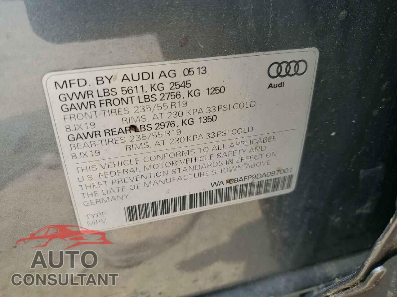 AUDI Q5 2013 - WA1C8AFP9DA097001