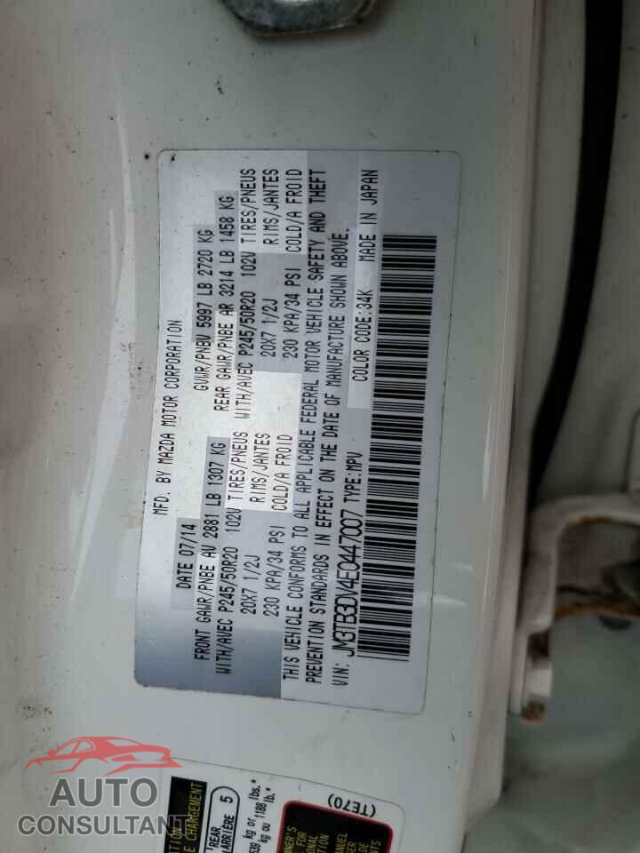 MAZDA CX-9 2014 - JM3TB3DV4E0447007