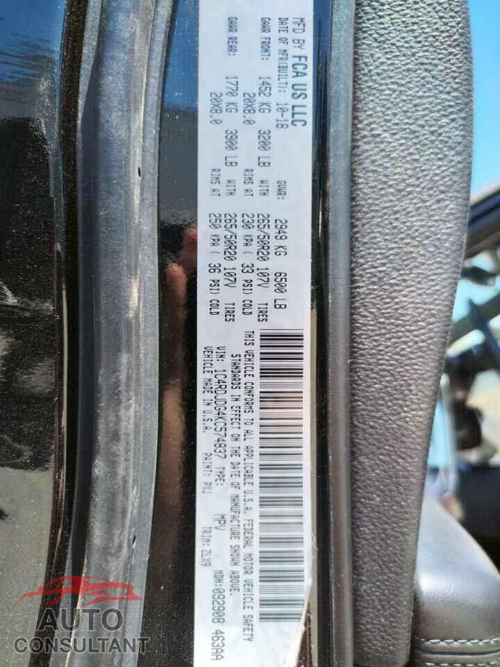 DODGE DURANGO 2019 - 1C4RDJDG4KC574837