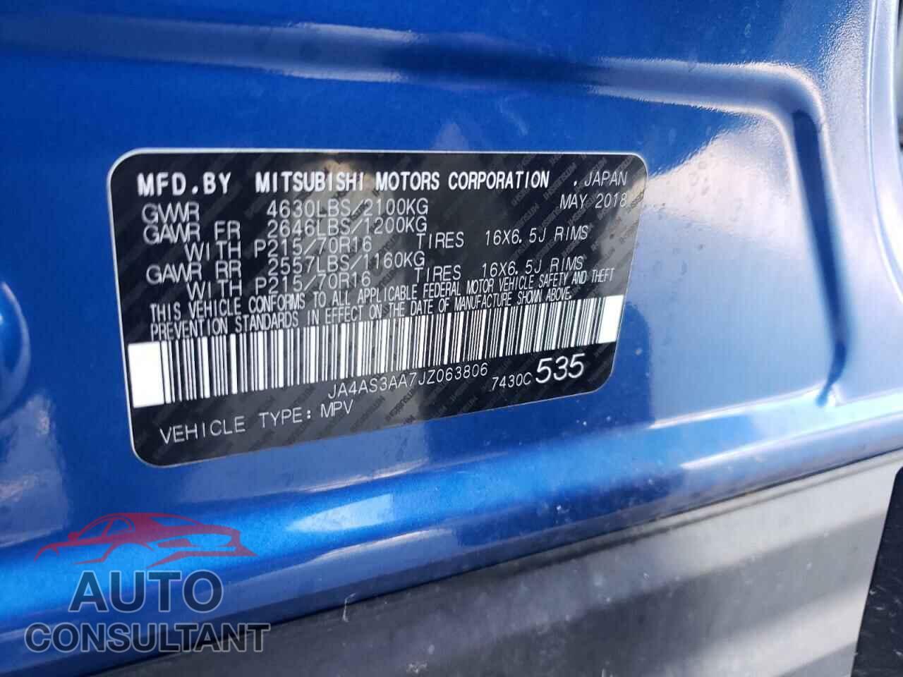 MITSUBISHI ECLIPSE 2018 - JA4AS3AA7JZ063806