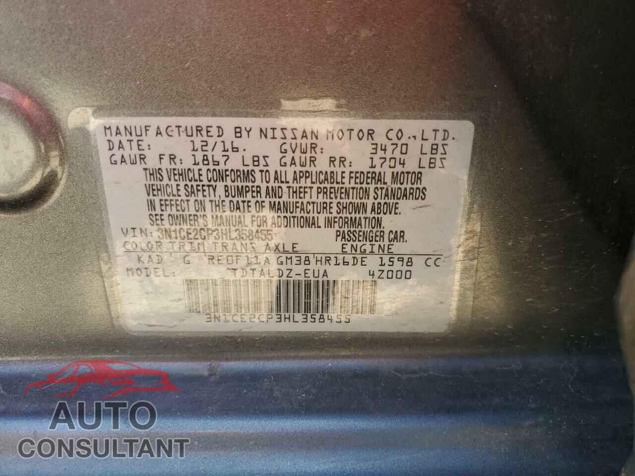 NISSAN VERSA 2017 - 3N1CE2CP3HL358455