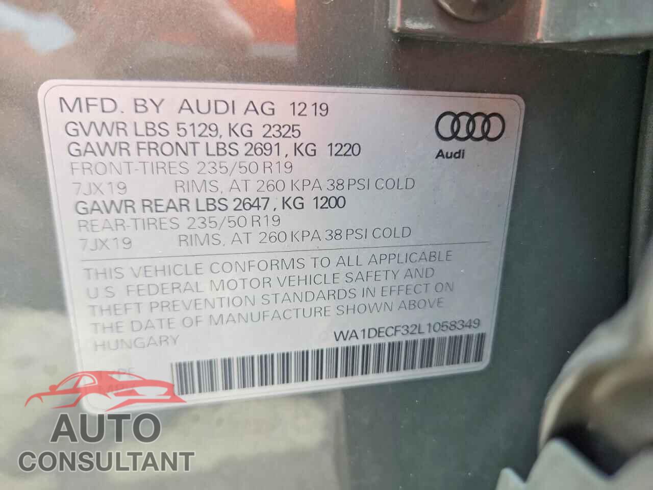 AUDI Q3 2020 - WA1DECF32L1058349