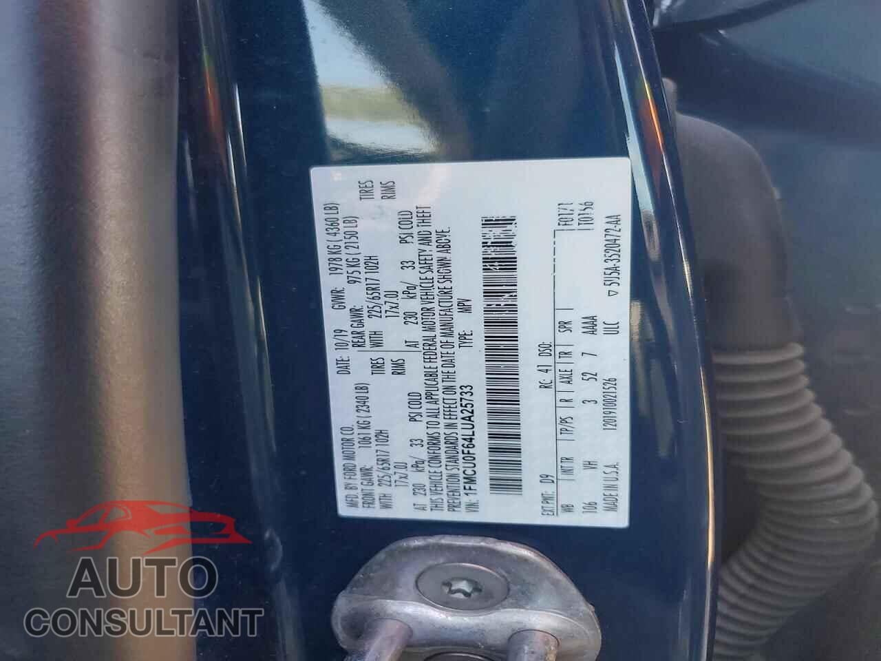 FORD ESCAPE 2020 - 1FMCU0F64LUA25733