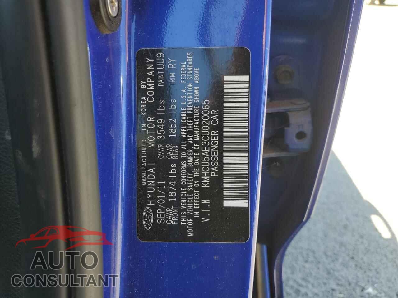 HYUNDAI ACCENT 2012 - KMHCU5AE3CU020065