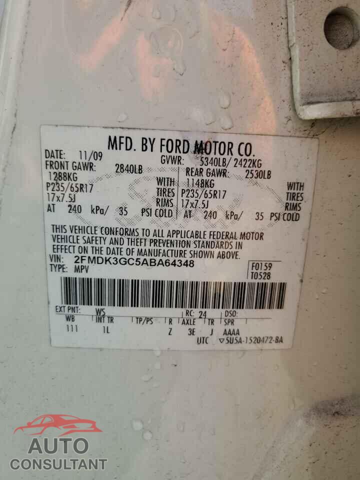 FORD EDGE 2010 - 2FMDK3GC5ABA64348