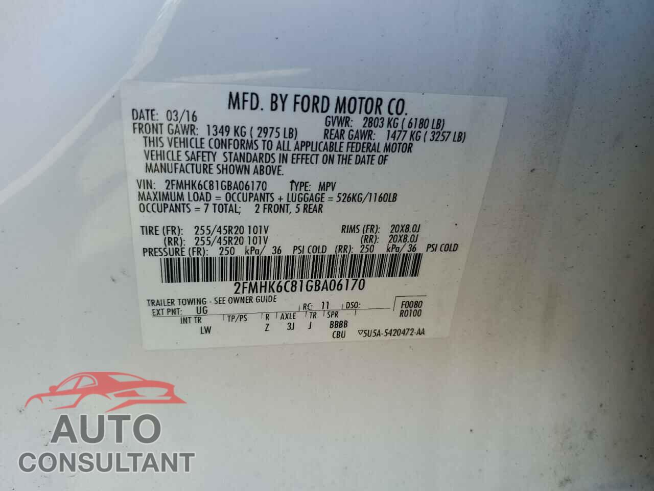 FORD FLEX 2016 - 2FMHK6C81GBA06170