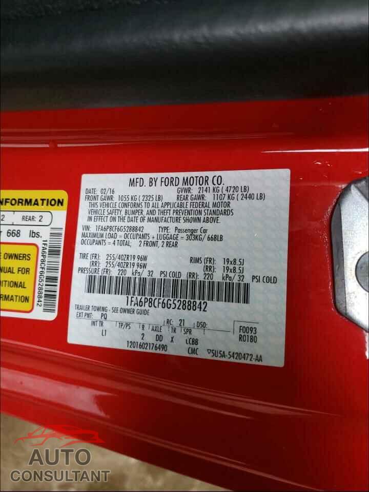 FORD MUSTANG 2016 - 1FA6P8CF6G5288842