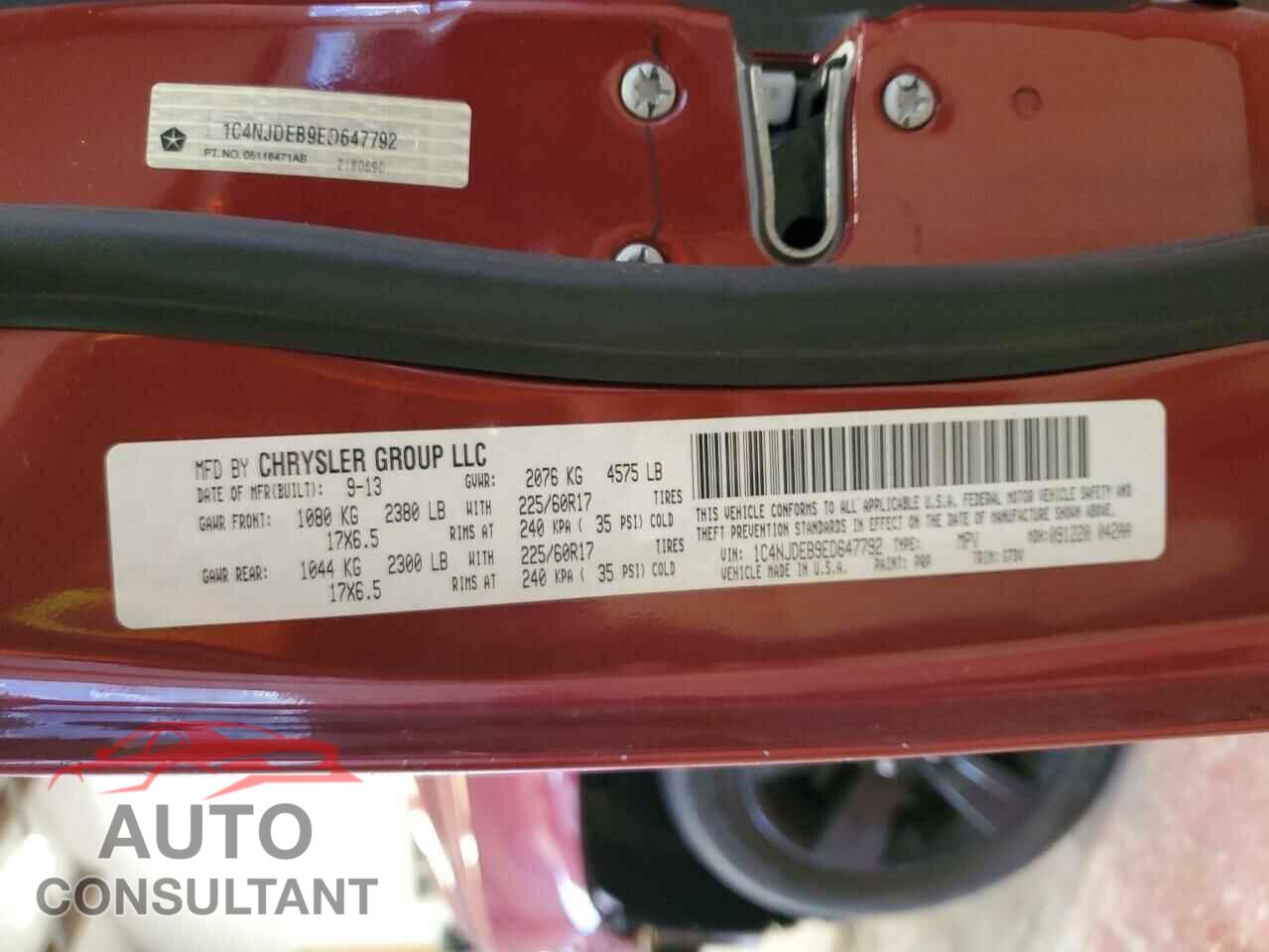 JEEP COMPASS 2014 - 1C4NJDEB9ED647792