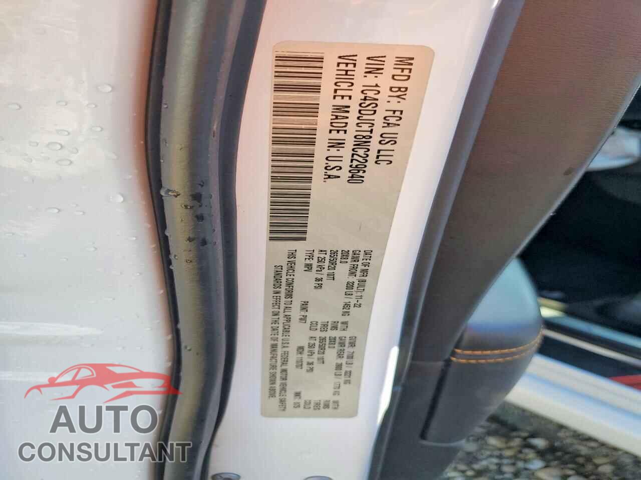 DODGE DURANGO 2022 - 1C4SDJCT8NC229640