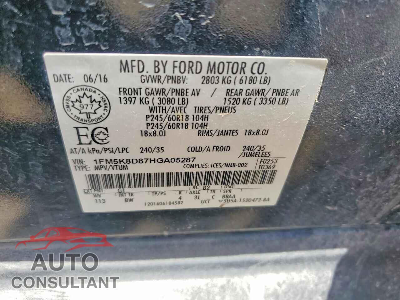FORD EXPLORER 2017 - 1FM5K8D87HGA05287