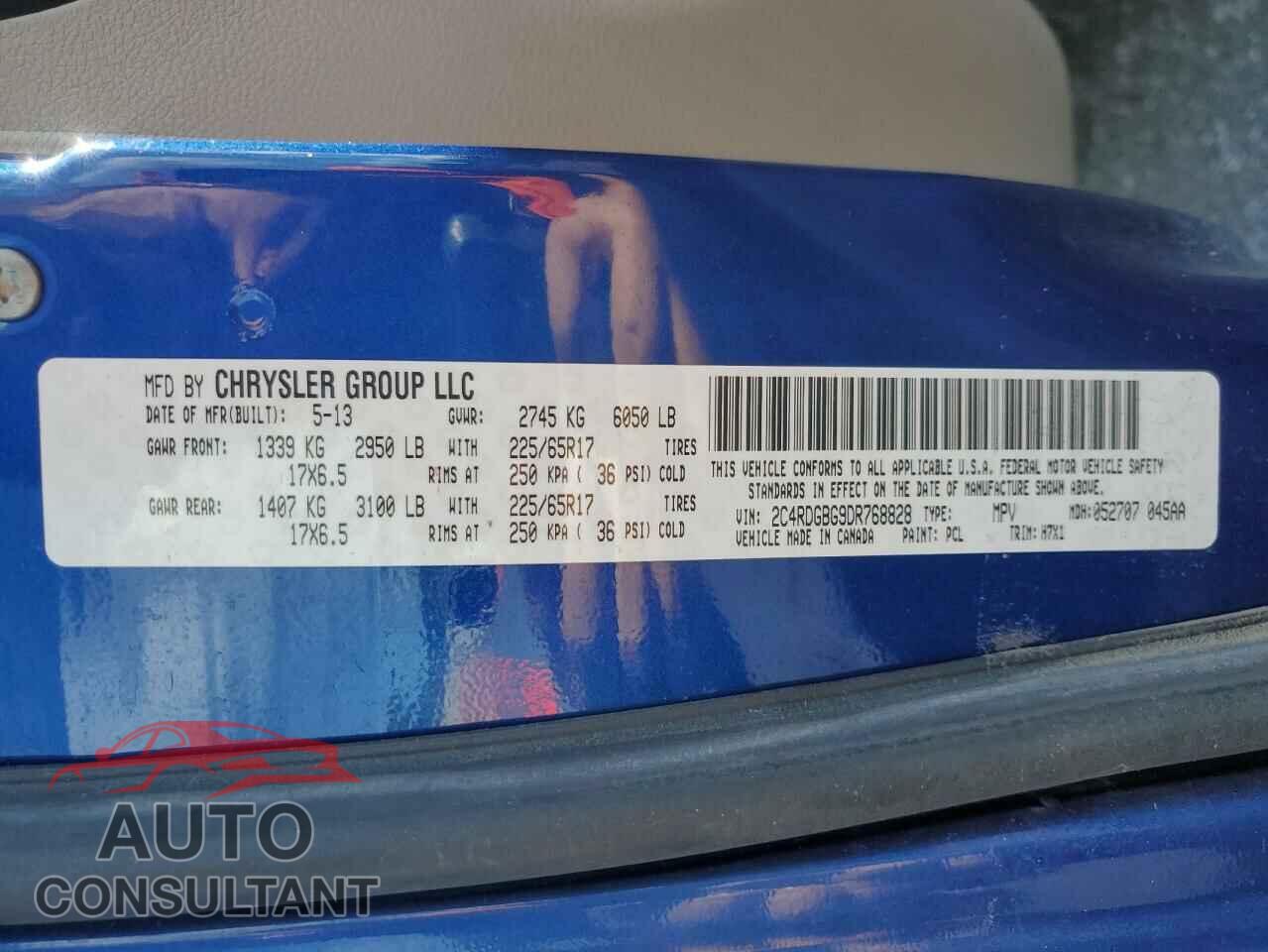 DODGE CARAVAN 2013 - 2C4RDGBG9DR768828