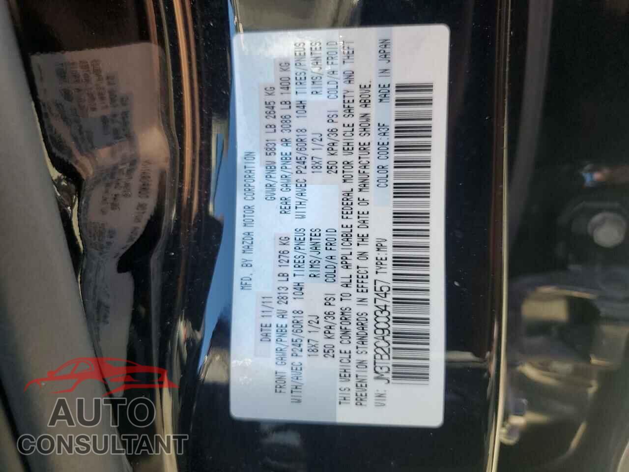 MAZDA CX-9 2012 - JM3TB2CA9C0347457
