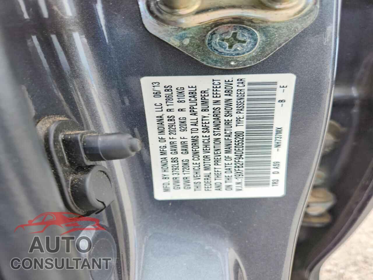 HONDA CIVIC 2013 - 19XFB2F94DE055280